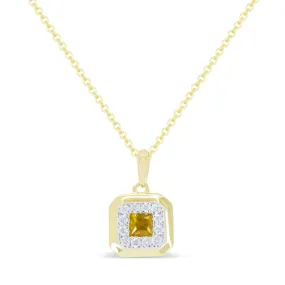 0.13ct Citrine 16"Pendant Necklace in 14K Yellow Gold