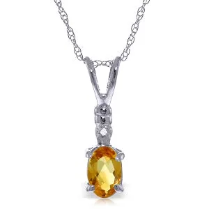 0.46 Carat 14K Solid White Gold Heart Is A Heart Citrine Diamond Necklace