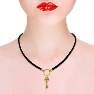 0.5 Carat 14K Solid Yellow Gold Leather Key Necklace Citrine