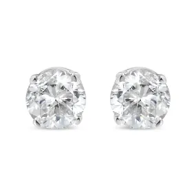 10K White Gold 1/3 Cttw Round Brilliant-Cut Near Colorless Diamond Classic 4-Prong Stud Earrings (H-I Color, I2-I3 Clarity)