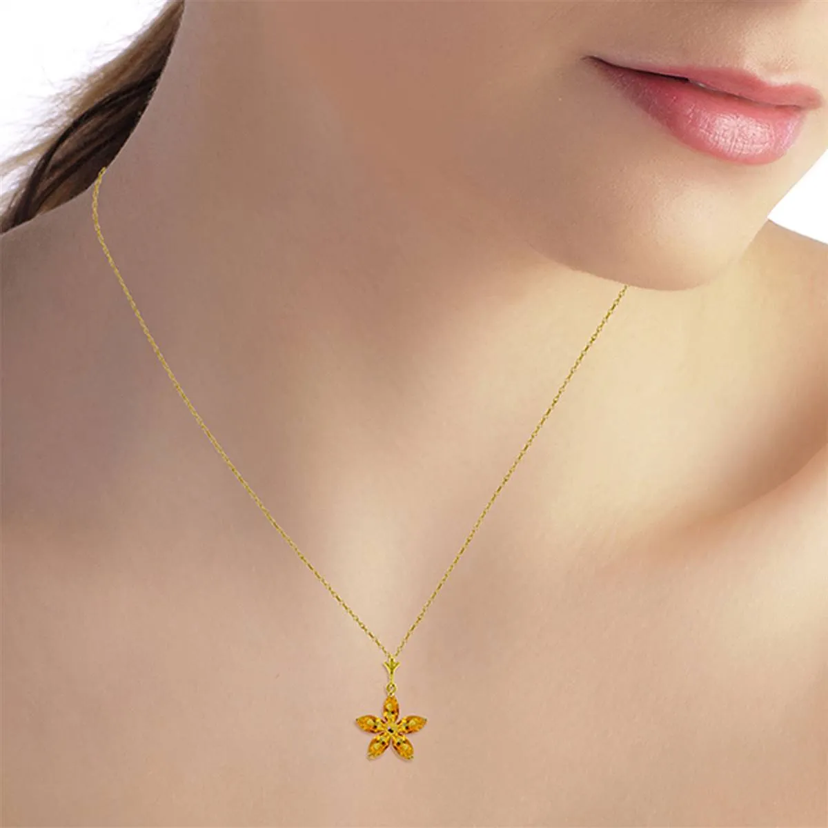 1.4 Carat 14K Solid Yellow Gold Madame Citrine Necklace