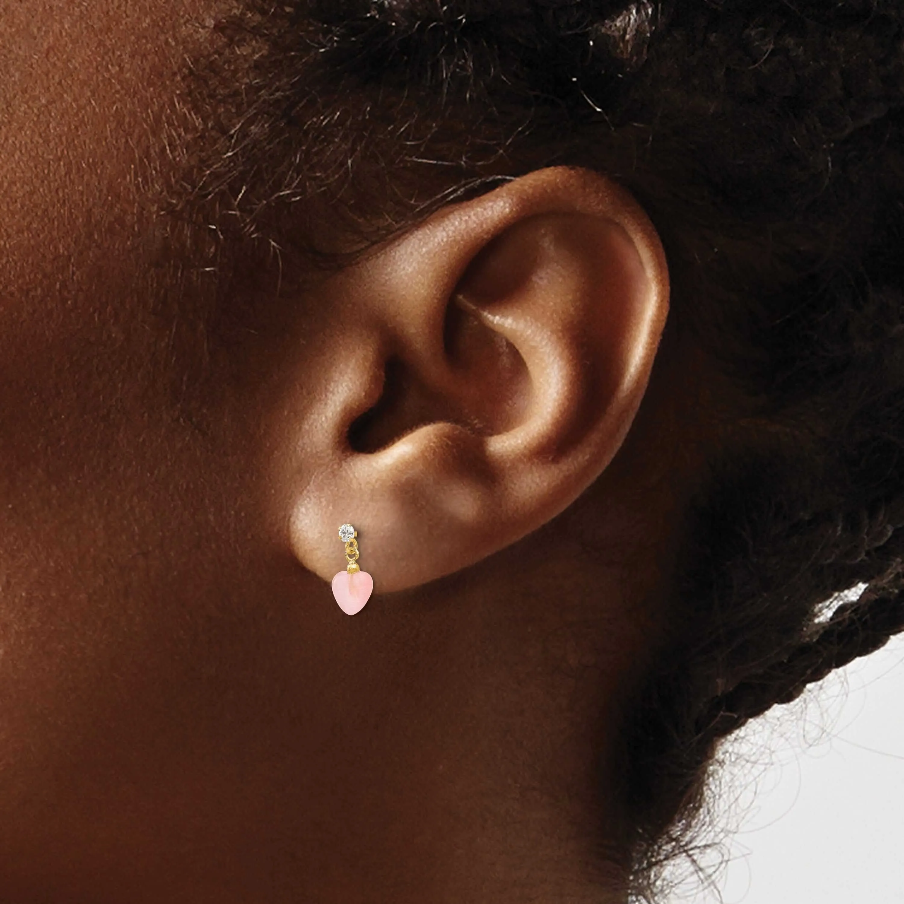 14k Cat's Eye Heart Post Earrings