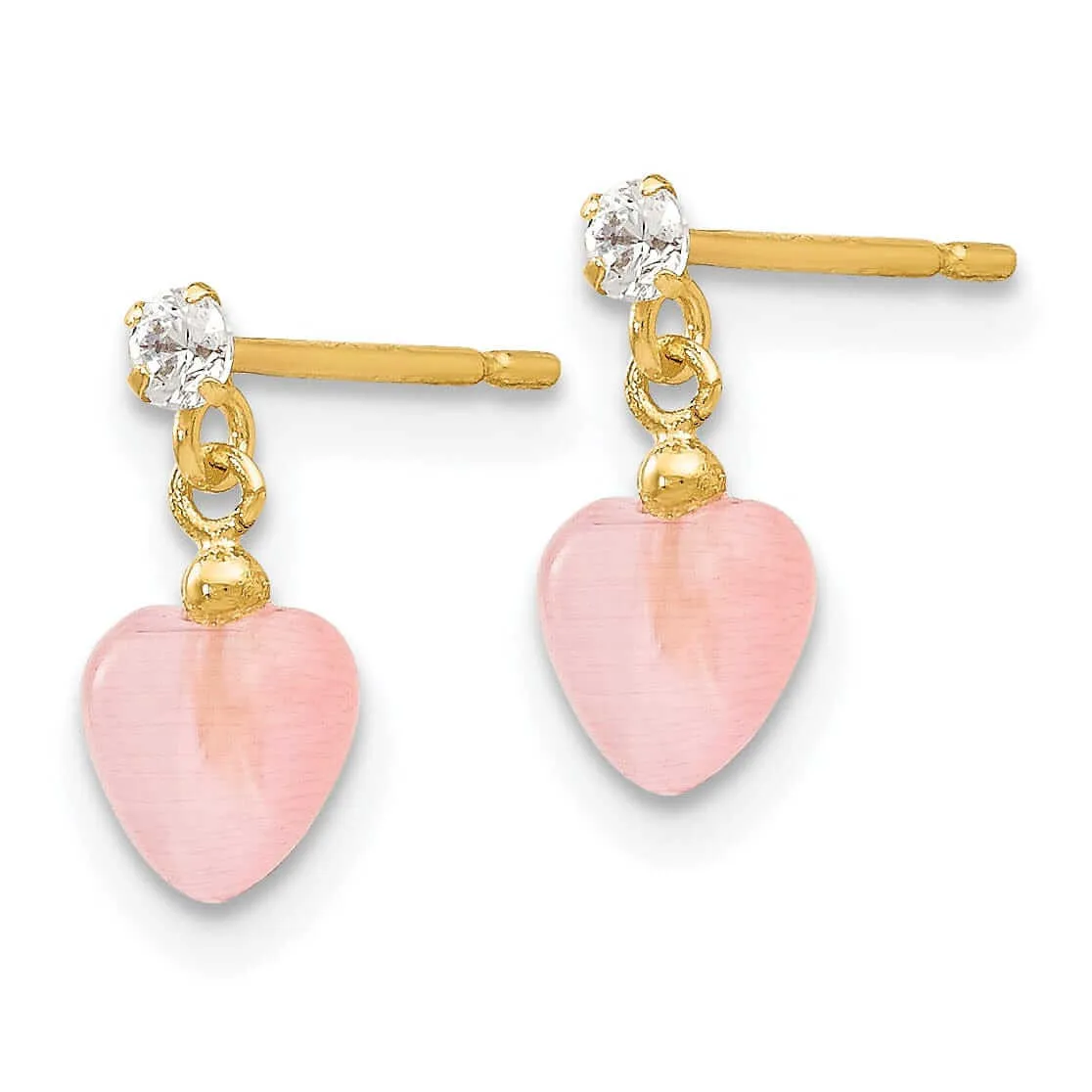 14k Cat's Eye Heart Post Earrings