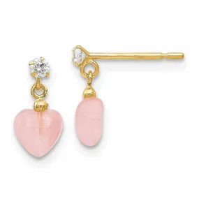 14k Cat's Eye Heart Post Earrings