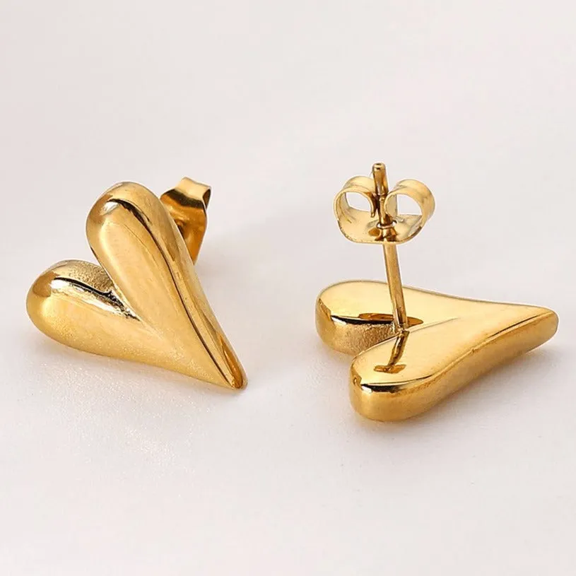 14K Gold-Filled Heart Stud Earrings