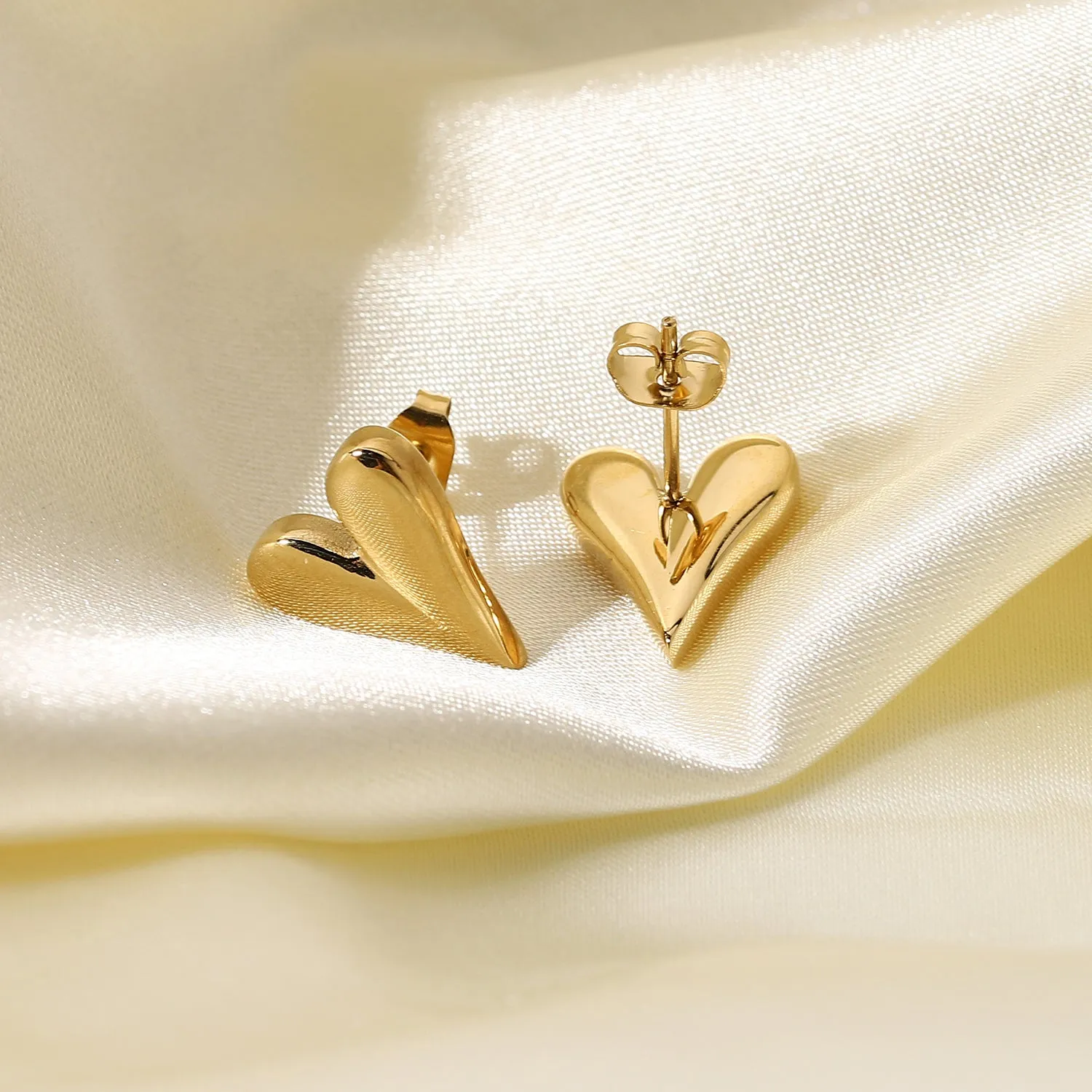 14K Gold-Filled Heart Stud Earrings