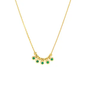 14K Gold Mini Emerald Bezel and Bead Pendant