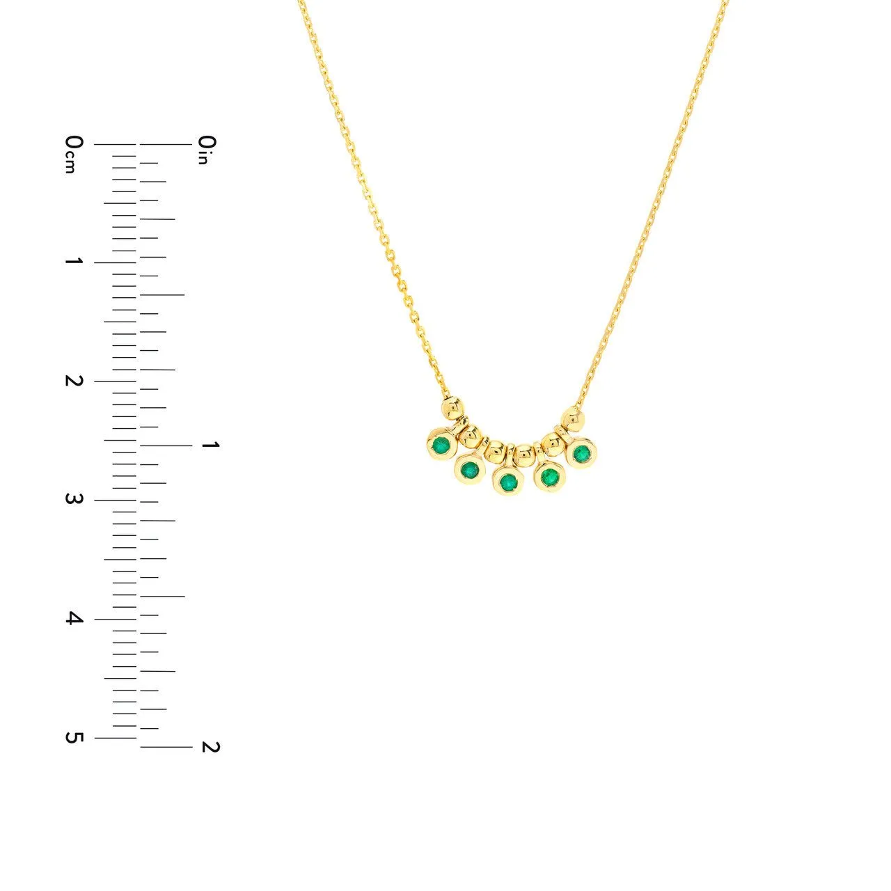 14K Gold Mini Emerald Bezel and Bead Pendant