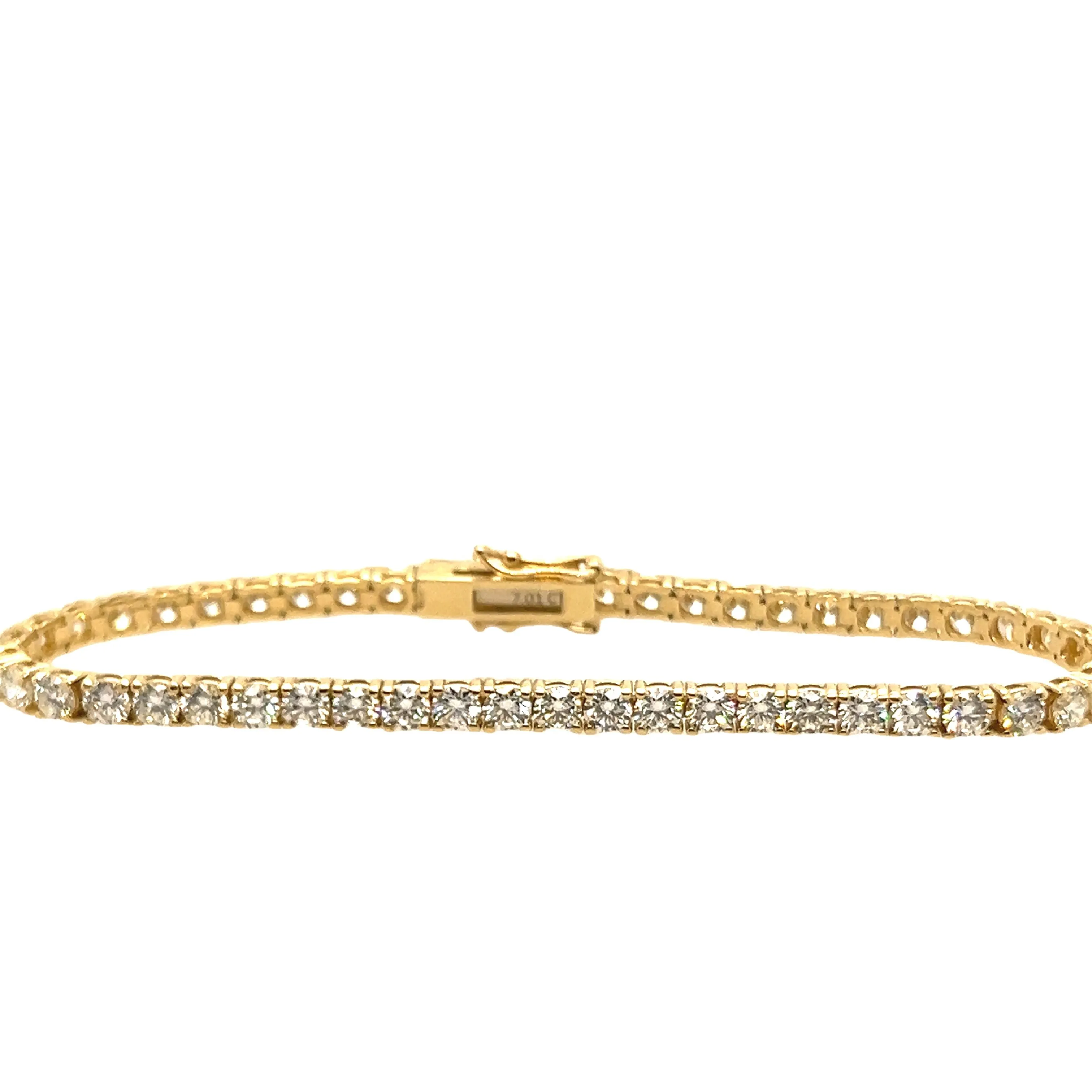 14K Yellow Gold Diamond Tennis Bracelet - 7.01ctw