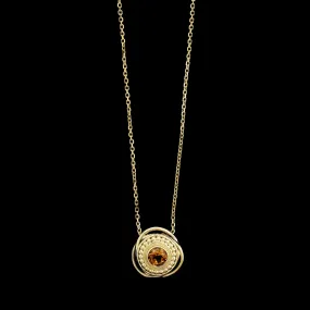 14K Yellow Gold Estate Citrine Pendant Necklace