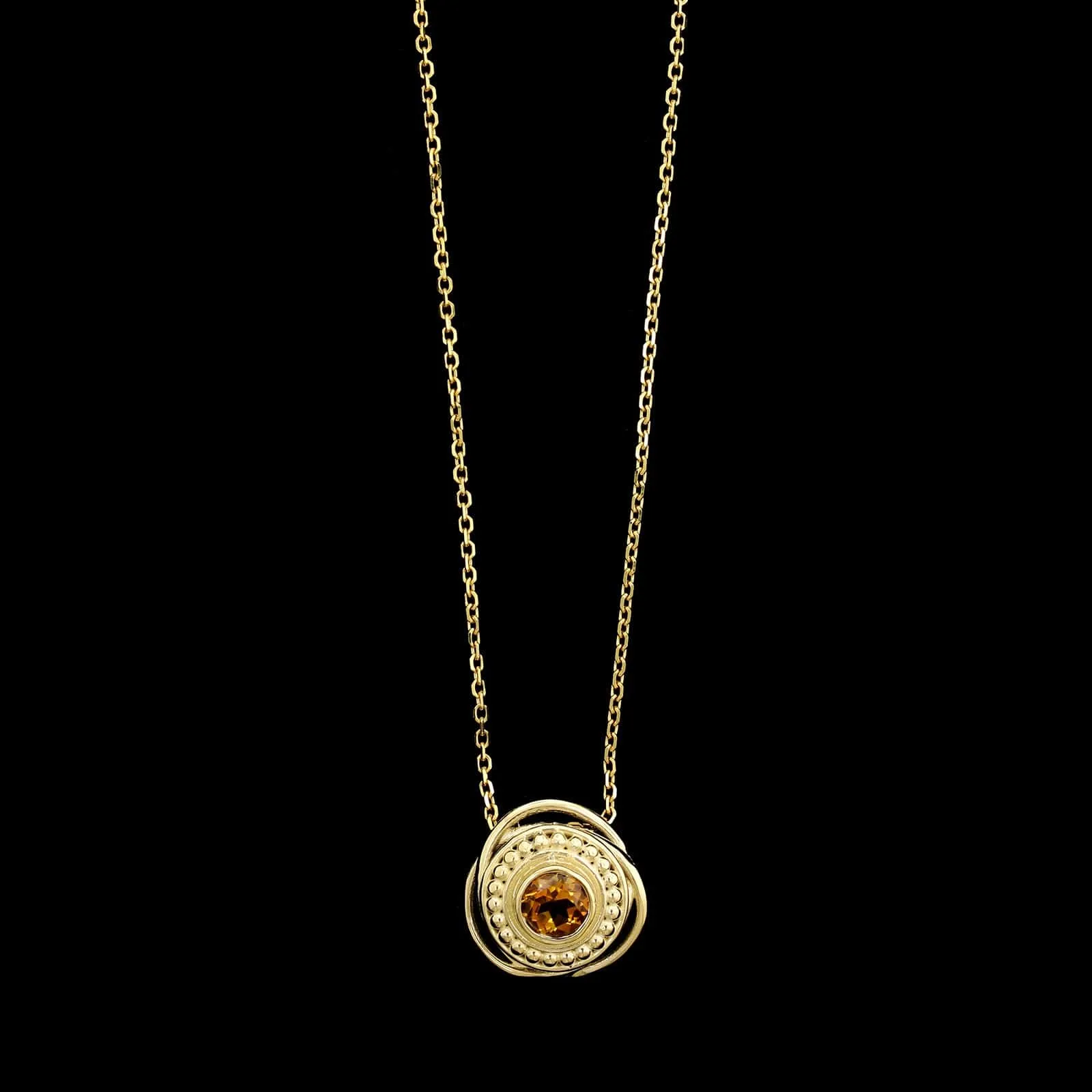 14K Yellow Gold Estate Citrine Pendant Necklace