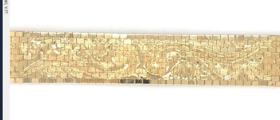 14K Yellow Gold Vintage Etched Bracelet