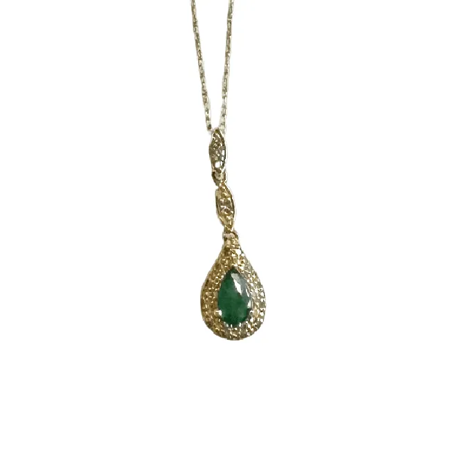 14KT Emerald & Diamond Necklace