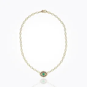 18K Evil Eye Necklace in blue sapphire and diamond