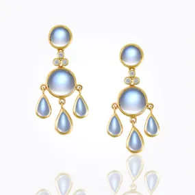 18K Fringe Earrings with royal blue moonstone and diamond