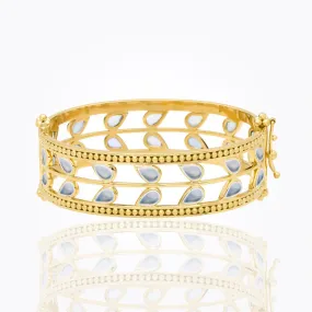18K Granulated Vine Cuff Bracelet with Royal Blue Moonstone