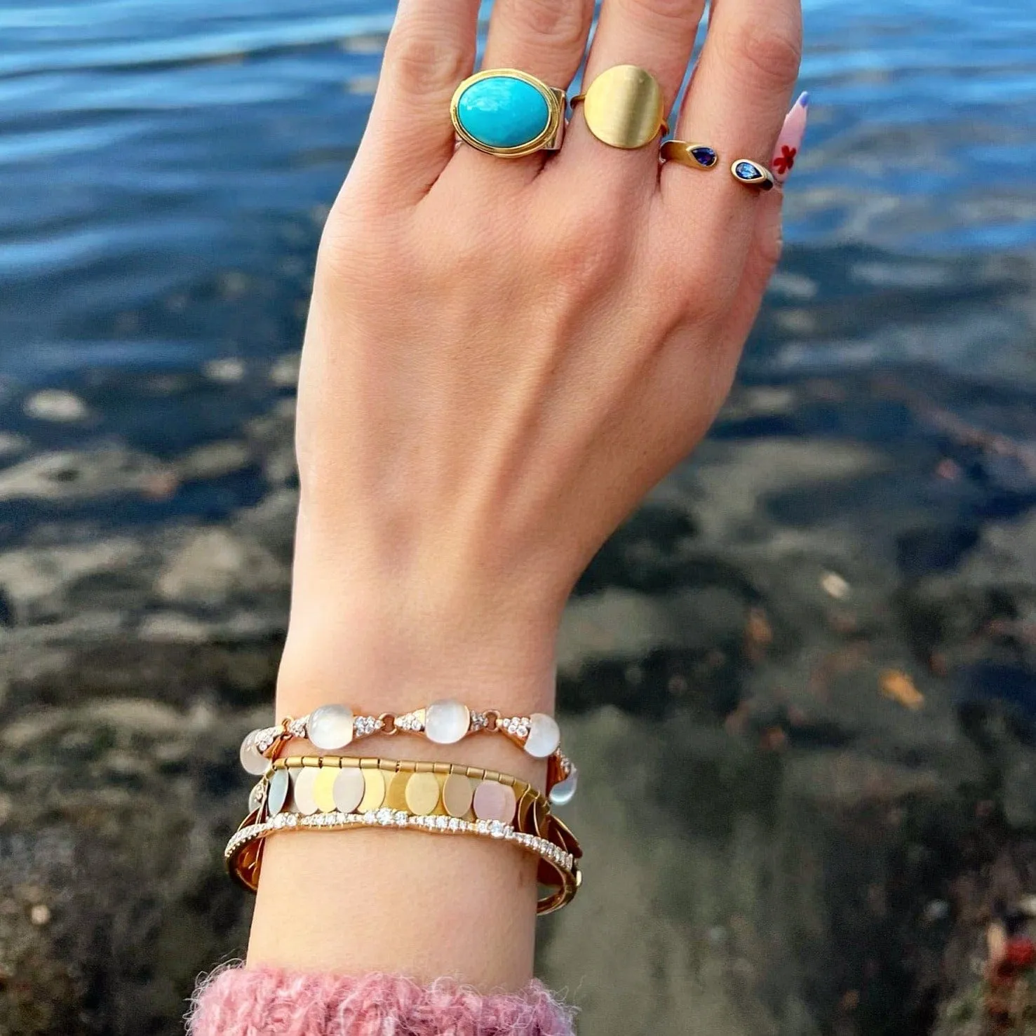 18K Tri-Color Gold and Platinum Songbird Bracelet