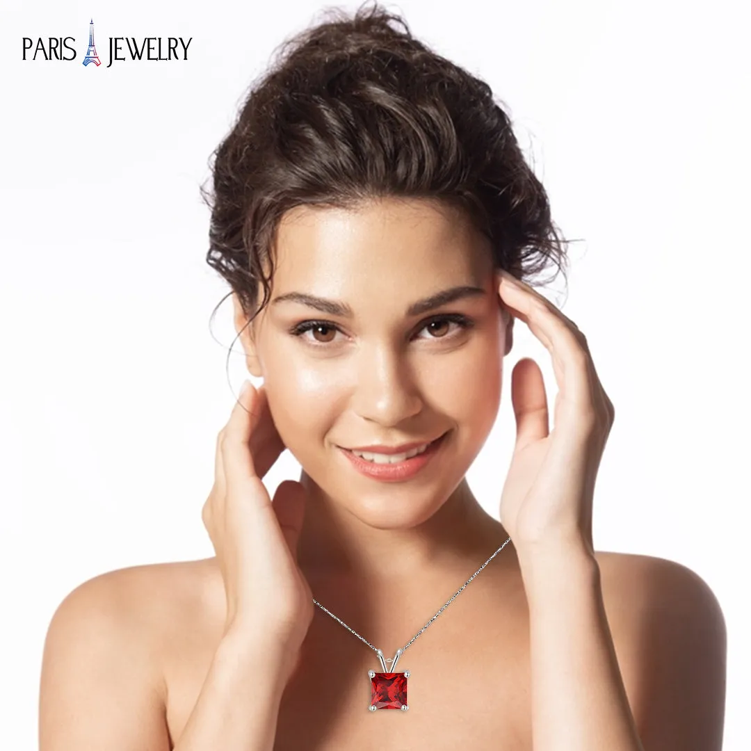 18K White Gold 3 Carat Created Ruby Princess Stud Necklace Plated 18 inch