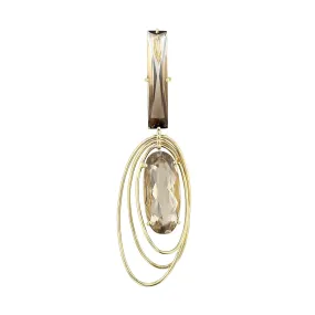 18K Yellow Gold Smoky Quartz Oval Drop Pendant