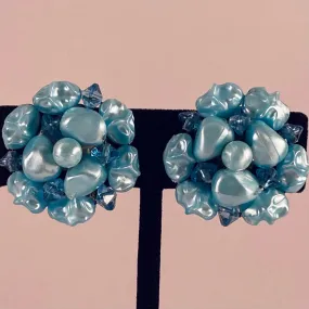 1960s Aqua Bead Earrings