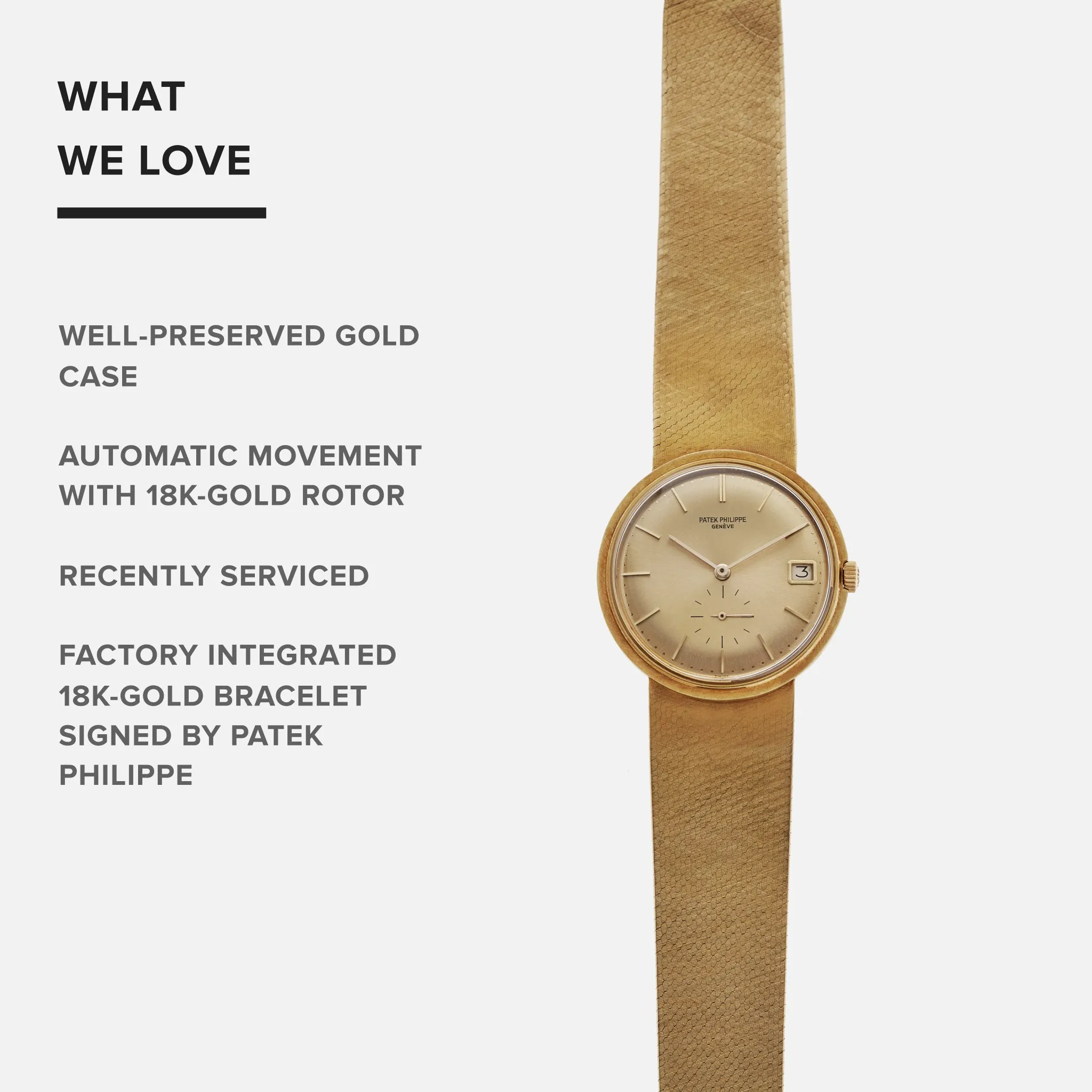 1968 Patek Philippe Ref. 3445/6 In 18k Yellow Gold With Integrated Bracelet