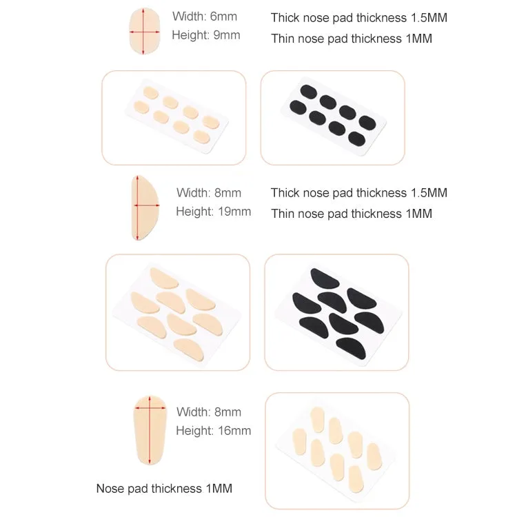 20 PCS Glasses Nose Strip Soft EVA Sponge Nose Mat Comfortable No Pressure Mark Does Not Remove Makeup Anti-Height Eye Frame Nose(Skin Color 1.5mm)
