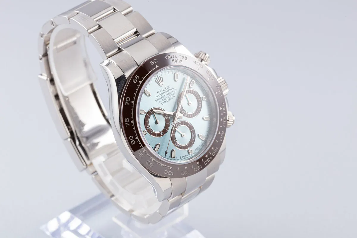 2019 Rolex Platinum Daytona 116506 Glacier Blue Dial with Box and Card