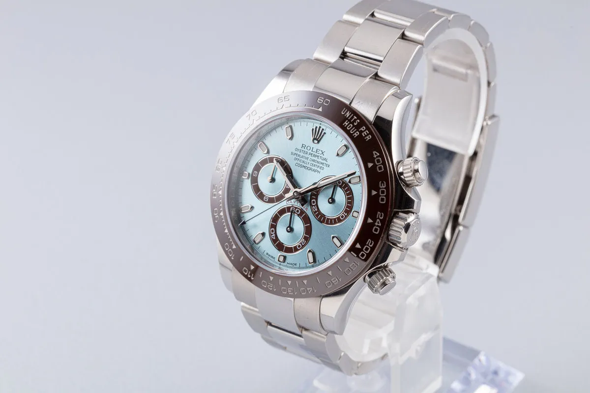 2019 Rolex Platinum Daytona 116506 Glacier Blue Dial with Box and Card