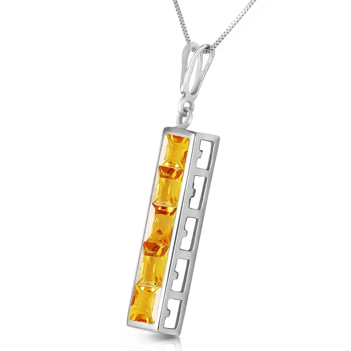 2.25 Carat 14K Solid White Gold Defiance Citrine Necklace