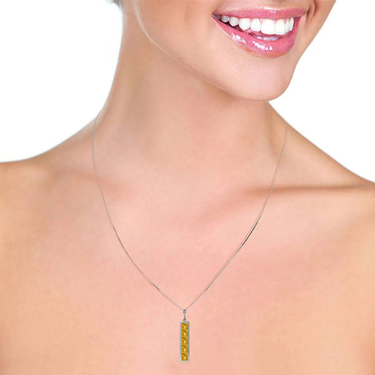 2.25 Carat 14K Solid White Gold Defiance Citrine Necklace