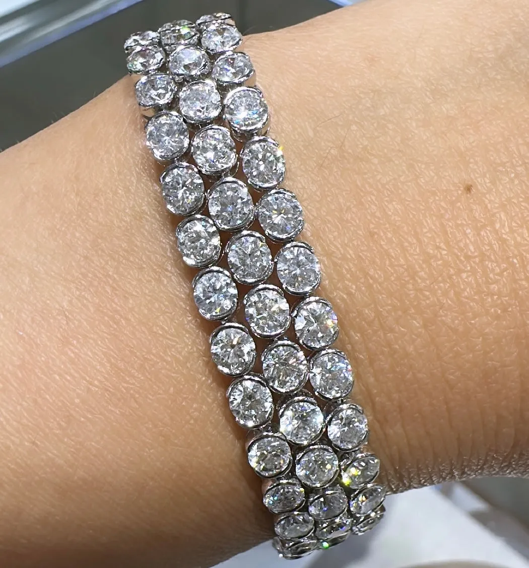 22.52ct tw Three Row Diamond Statement Bracelet
