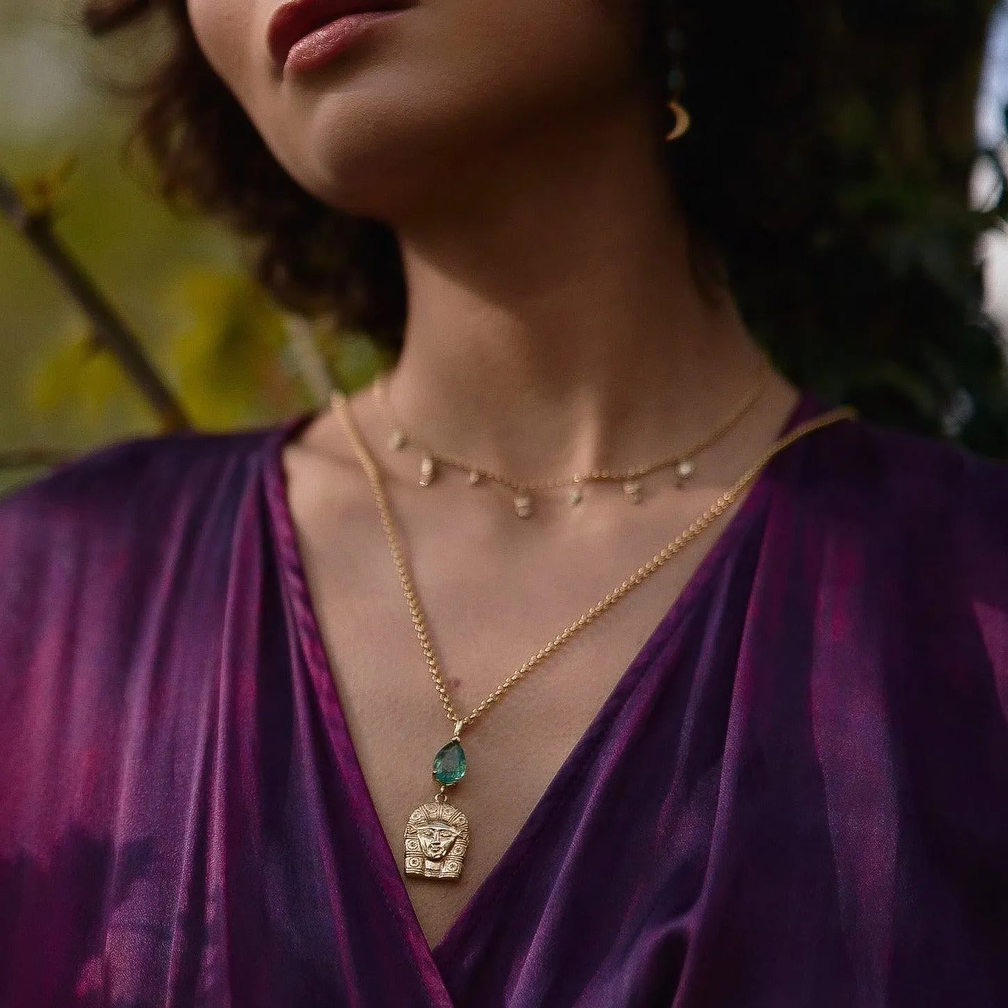 3ct Emerald Goddess Hathor Pendant