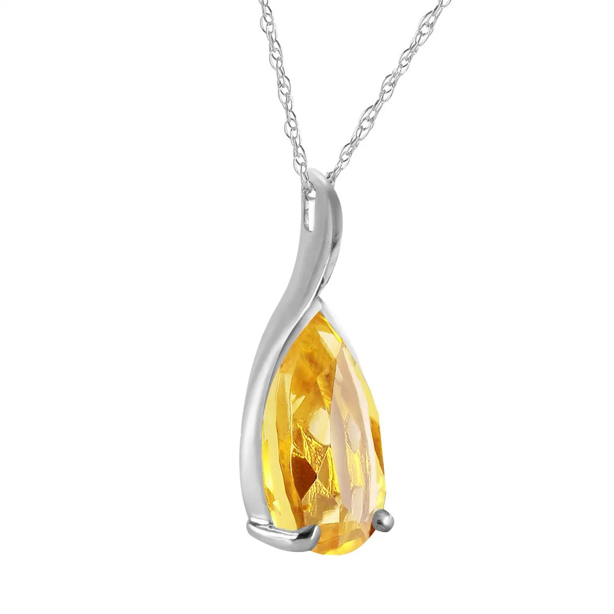 5 Carat 14K Solid White Gold Do No Harm Citrine Necklace