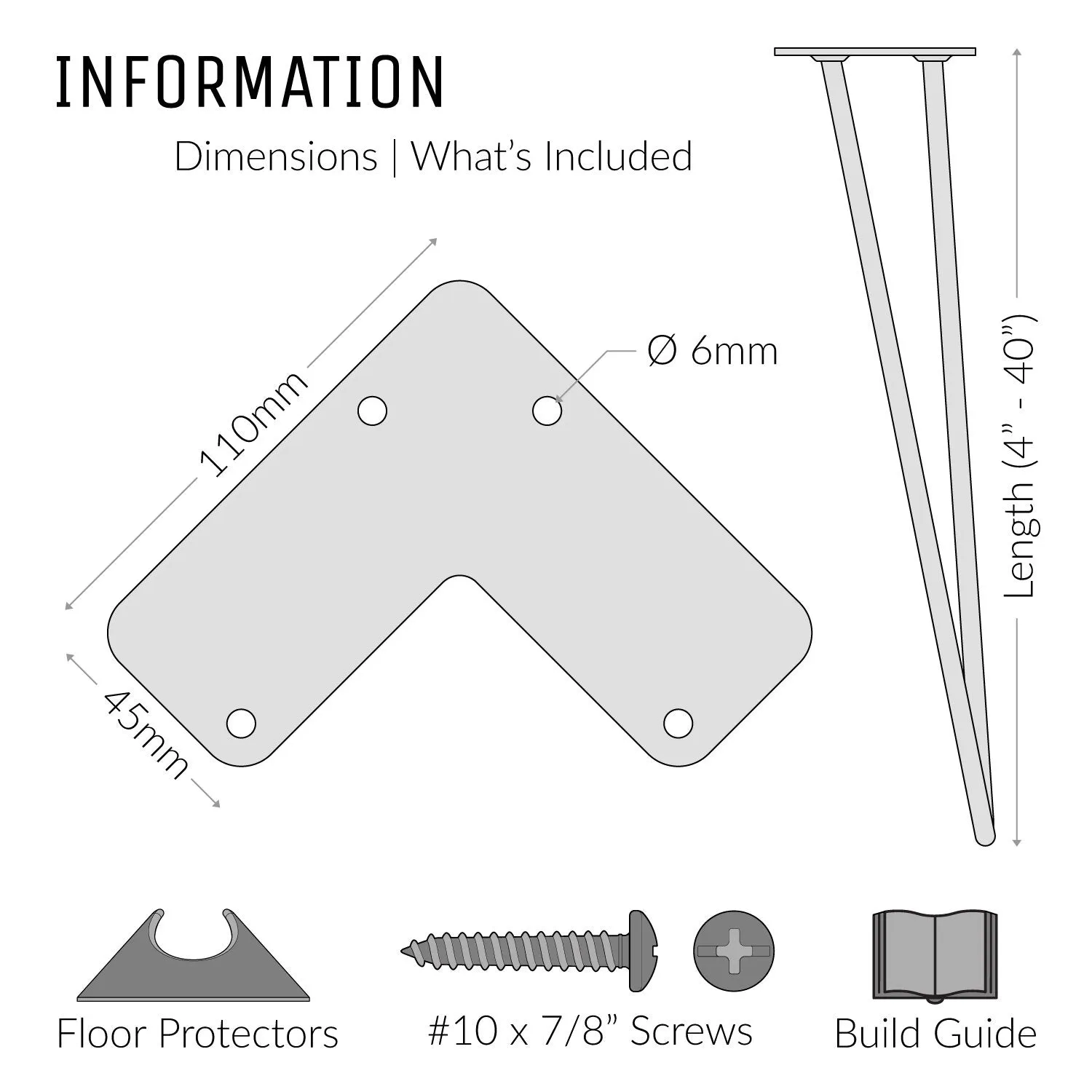 8inch / 20cm - Cabinet | Hairpin Legs