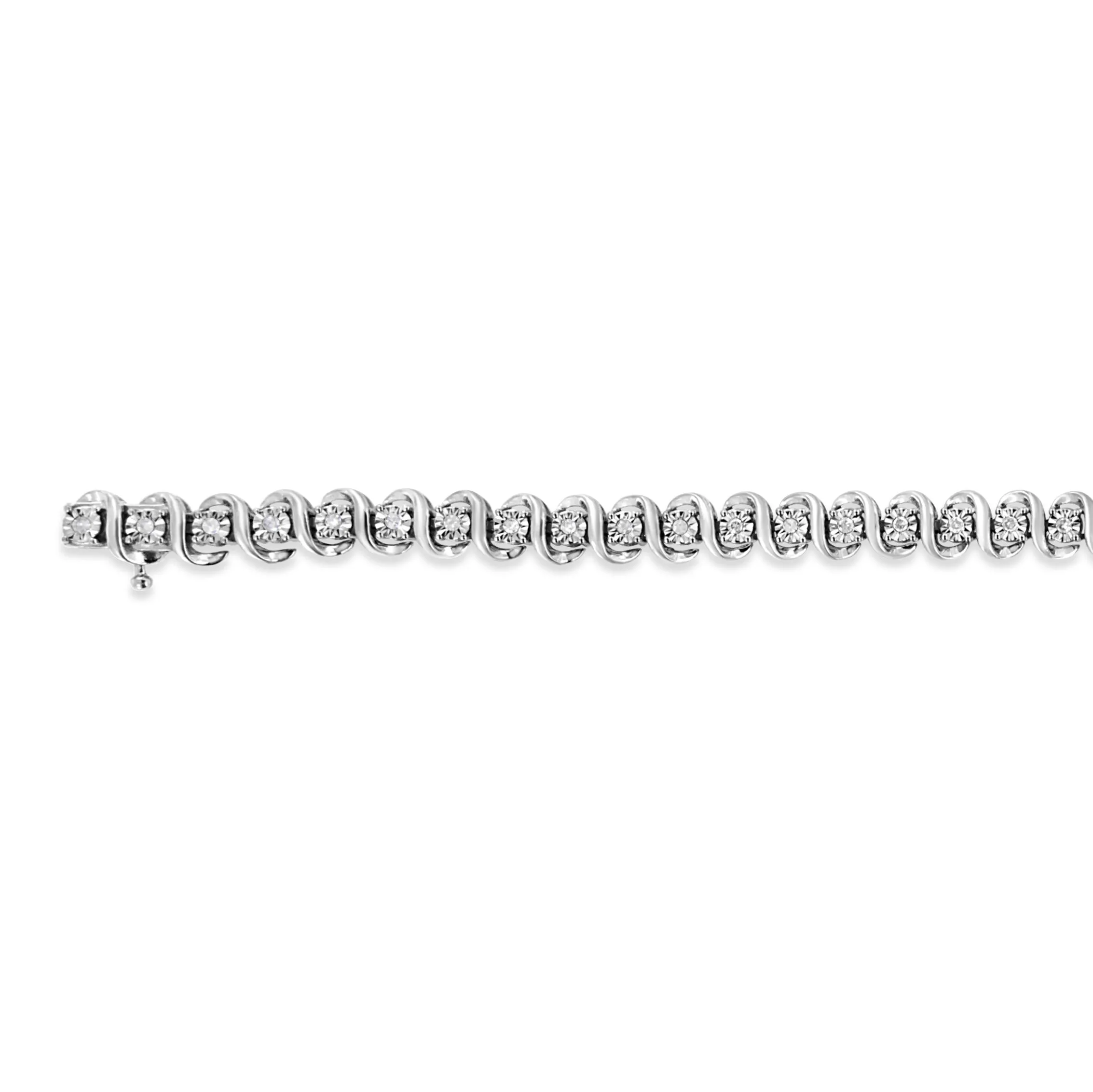 .925 Sterling Silver 1/2 Cttw Round-Cut Diamond Miracle Set "S" Link Bracelet