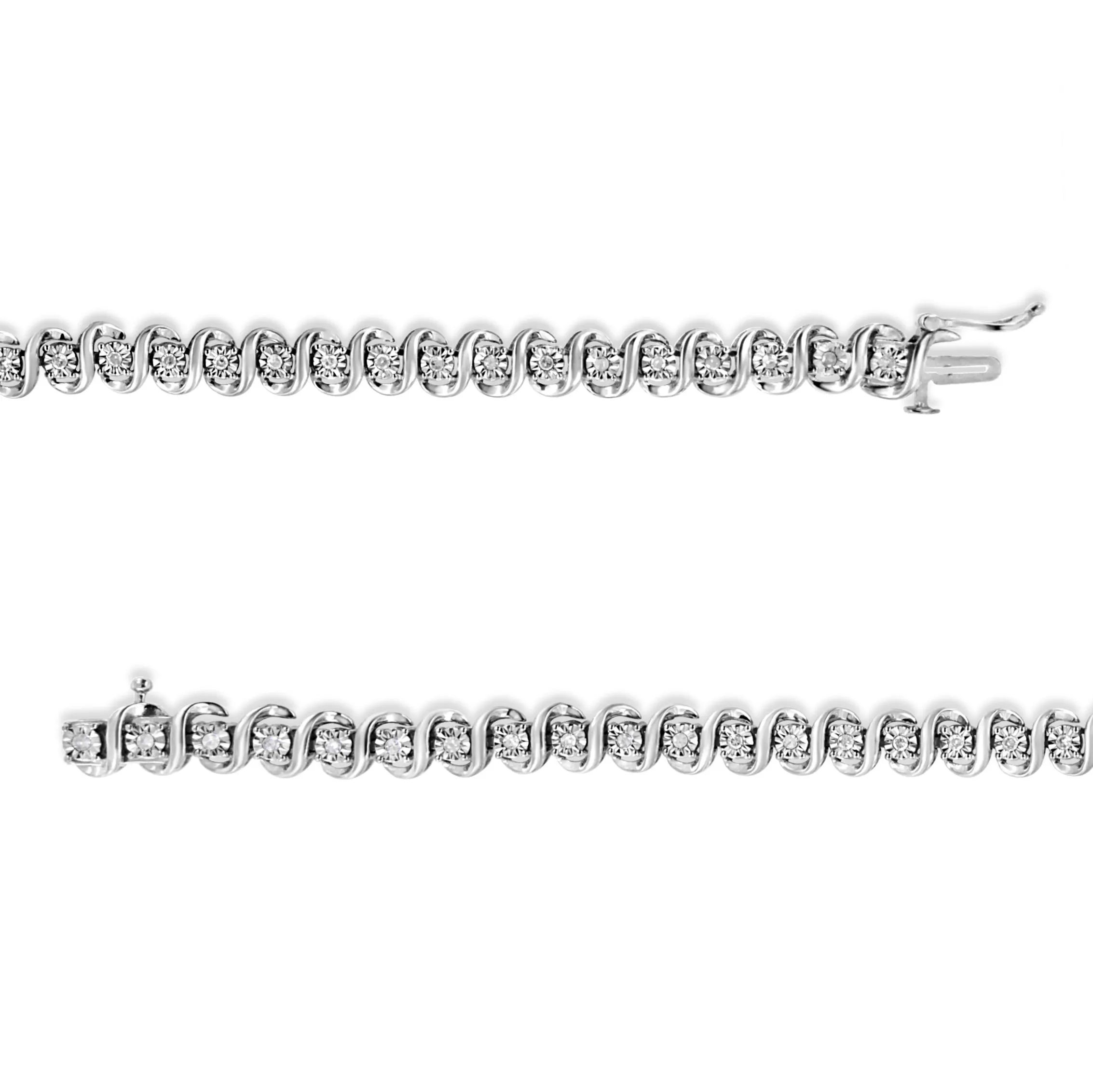 .925 Sterling Silver 1/2 Cttw Round-Cut Diamond Miracle Set "S" Link Bracelet