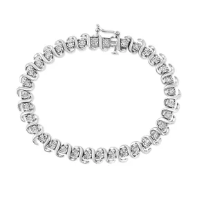 .925 Sterling Silver 1/2 Cttw Round-Cut Diamond Miracle Set "S" Link Bracelet