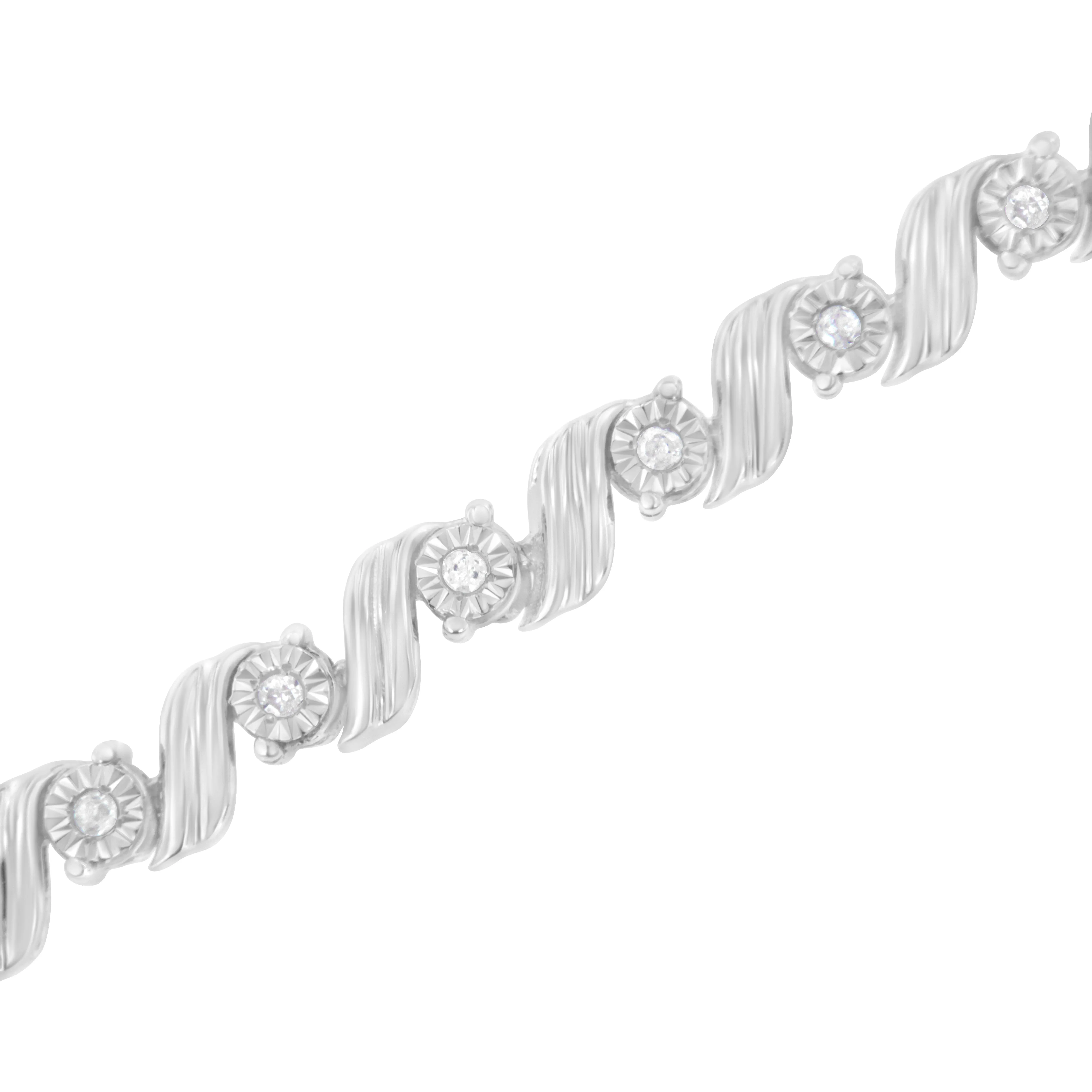 .925 Sterling Silver 1/4 Cttw Diamond Miracle-Set 7" Tennis Bracelet