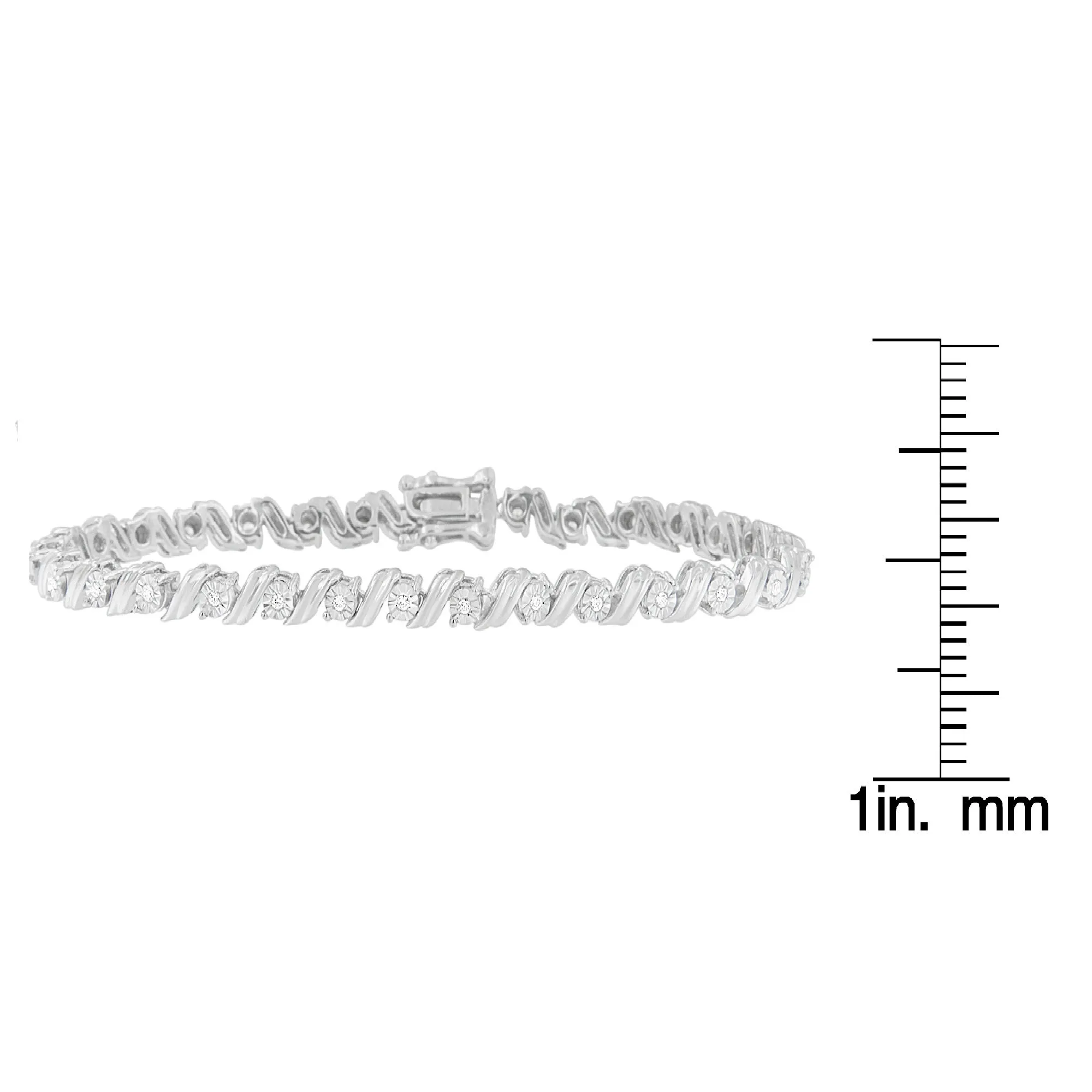 .925 Sterling Silver 1/4 Cttw Diamond Miracle-Set 7" Tennis Bracelet