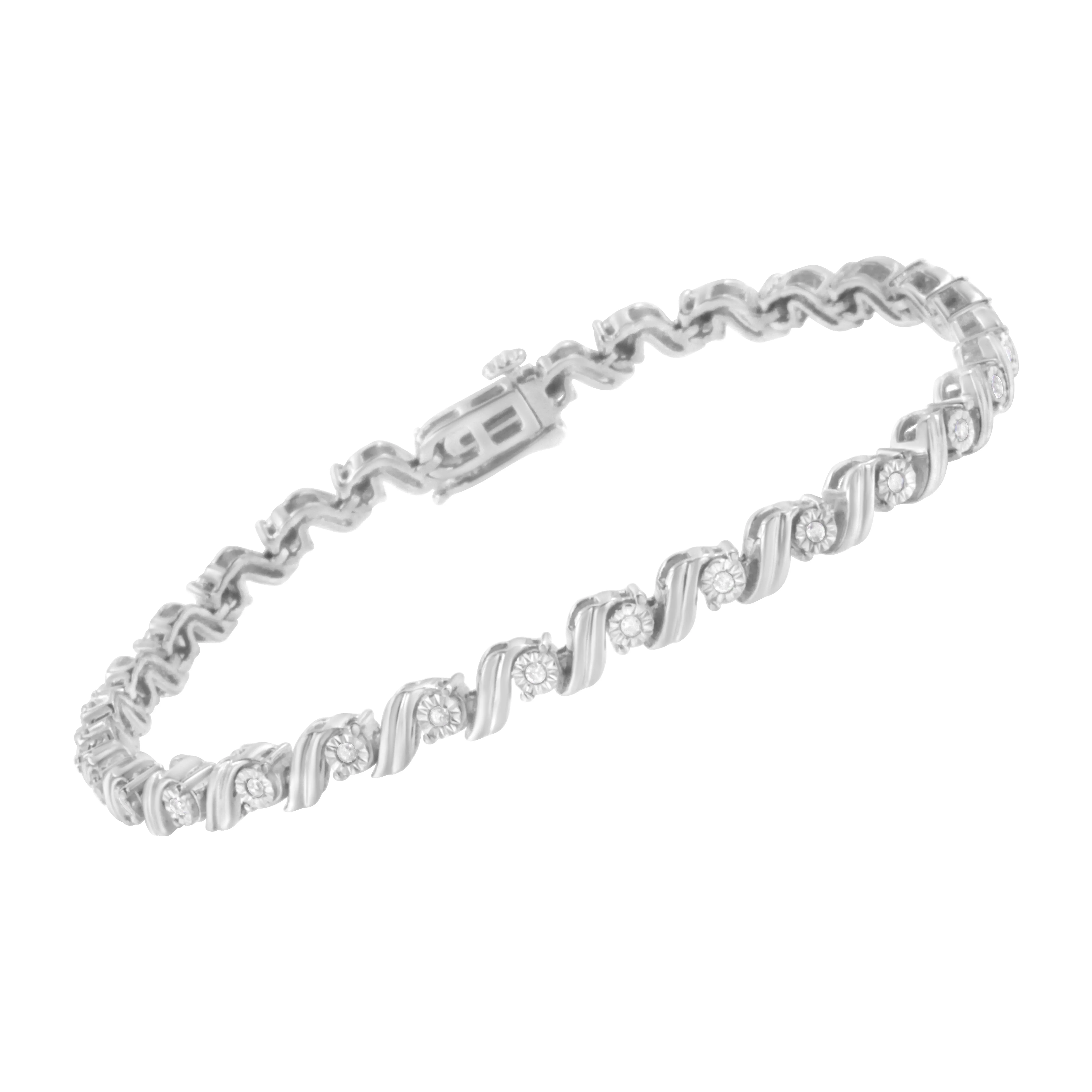 .925 Sterling Silver 1/4 Cttw Diamond Miracle-Set 7" Tennis Bracelet
