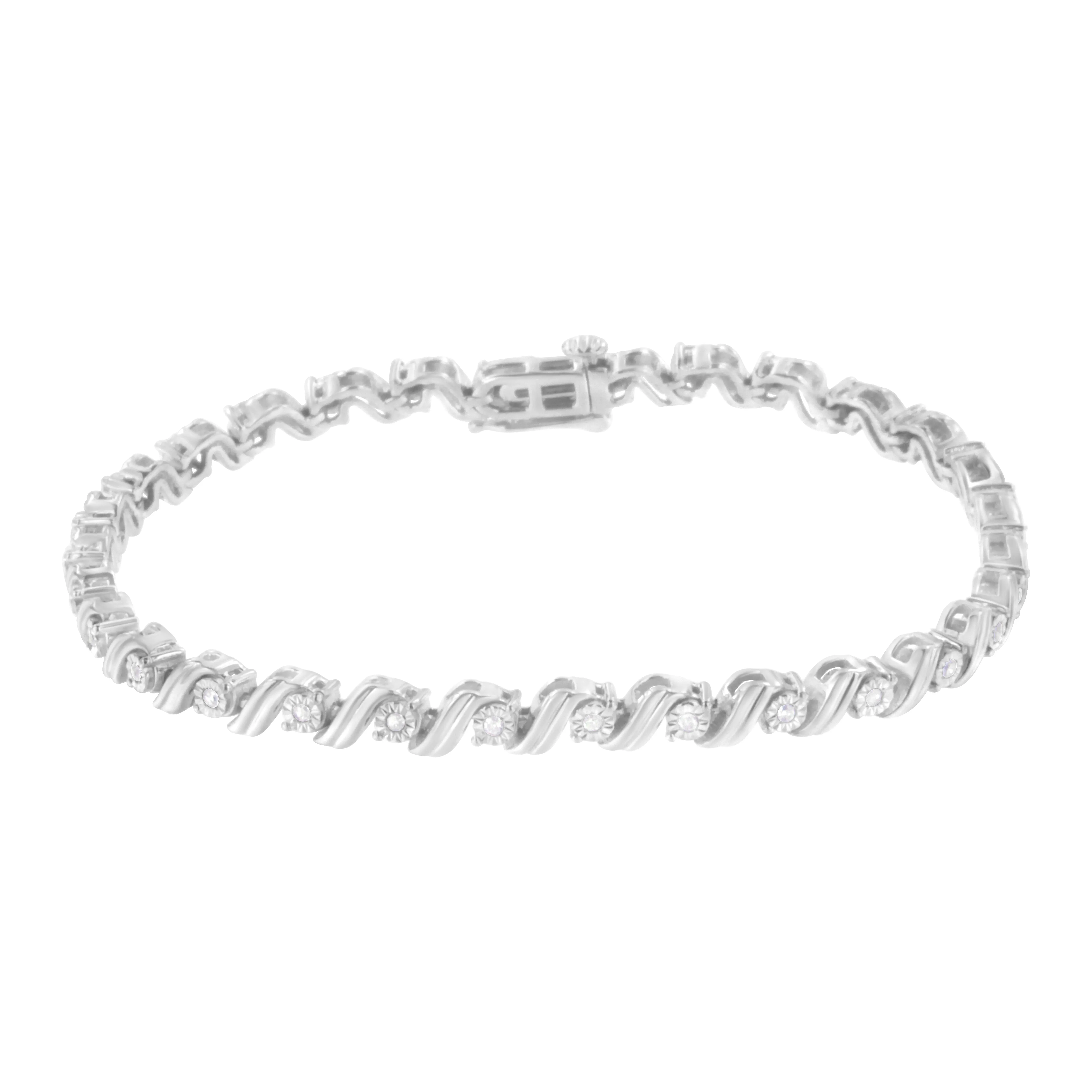 .925 Sterling Silver 1/4 Cttw Diamond Miracle-Set 7" Tennis Bracelet