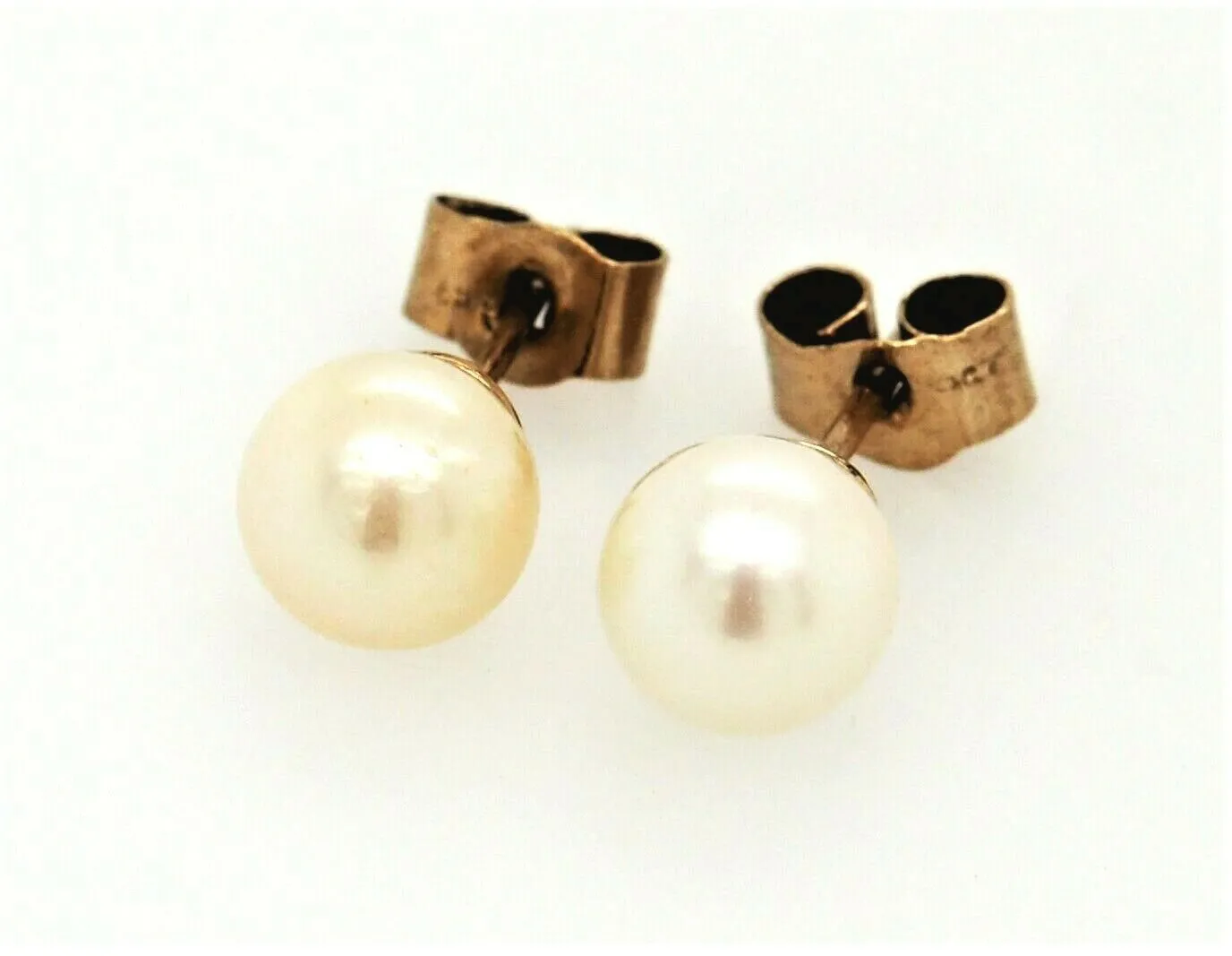 9ct Yellow Gold & Pearl Stud Earrings Fine Jewellery Pierced Ears