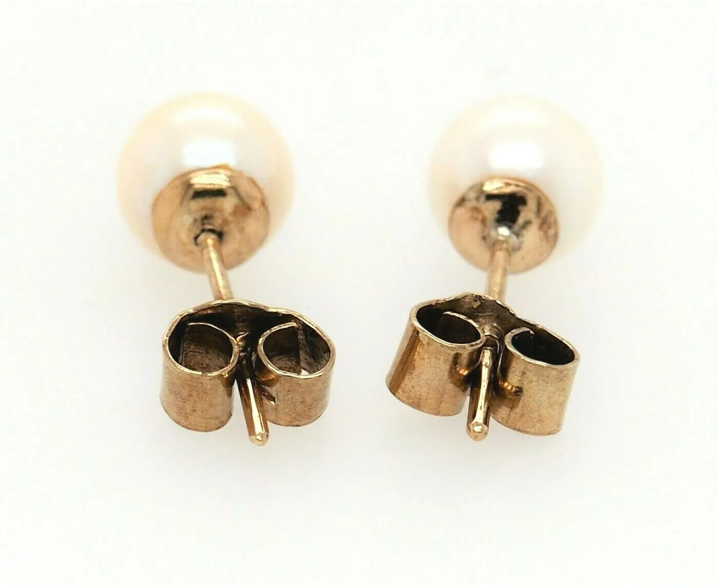 9ct Yellow Gold & Pearl Stud Earrings Fine Jewellery Pierced Ears