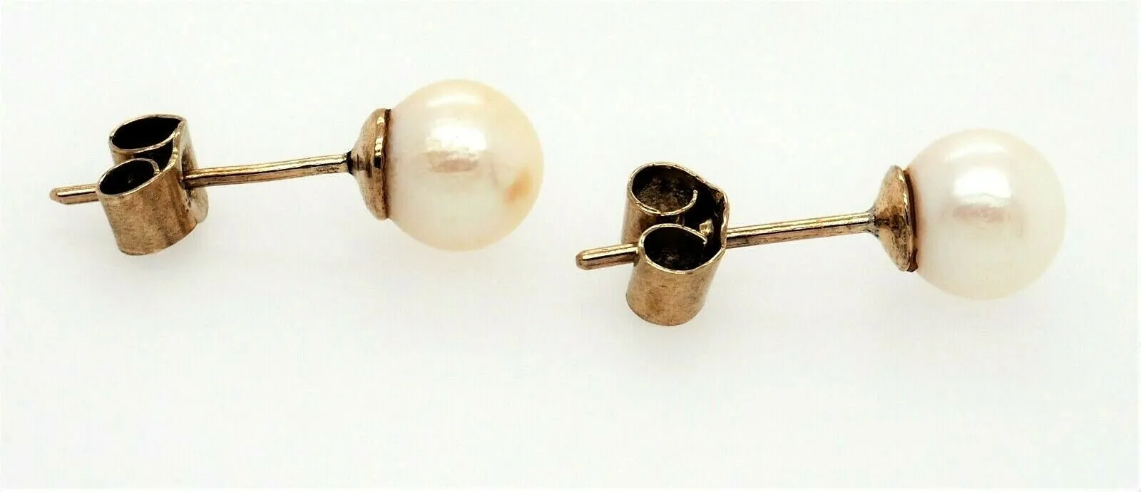 9ct Yellow Gold & Pearl Stud Earrings Fine Jewellery Pierced Ears