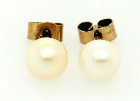 9ct Yellow Gold & Pearl Stud Earrings Fine Jewellery Pierced Ears