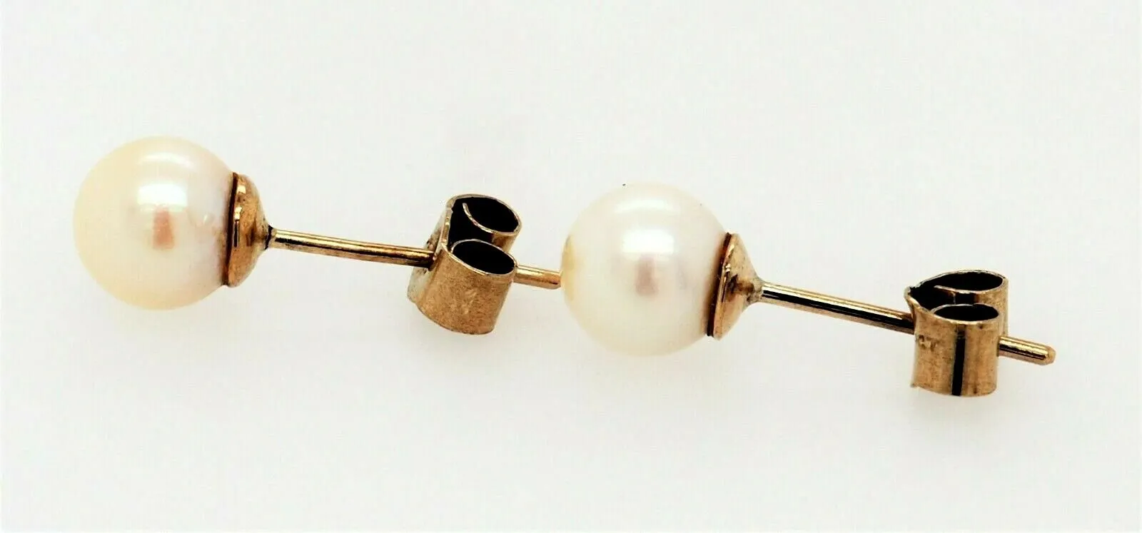 9ct Yellow Gold & Pearl Stud Earrings Fine Jewellery Pierced Ears