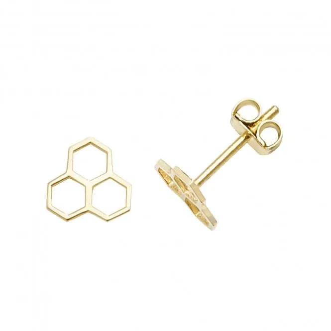 9ct  Yellow  Gold  Honeycomb  Stud  Earrings  ES610