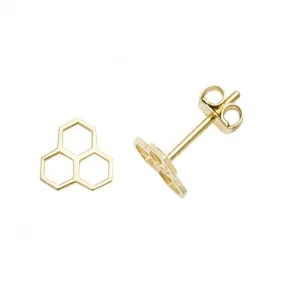 9ct  Yellow  Gold  Honeycomb  Stud  Earrings  ES610