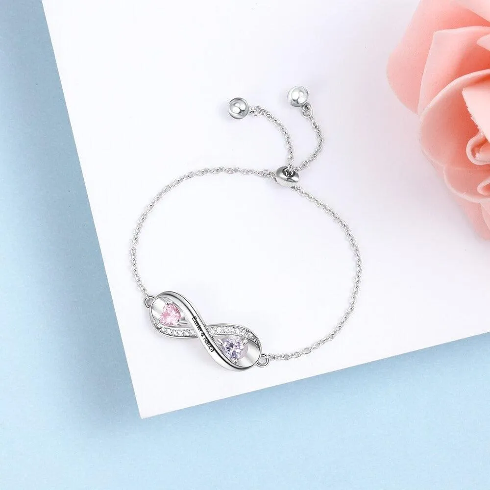 Adjustable Infinity Diamond Sterling Silver Bracelet