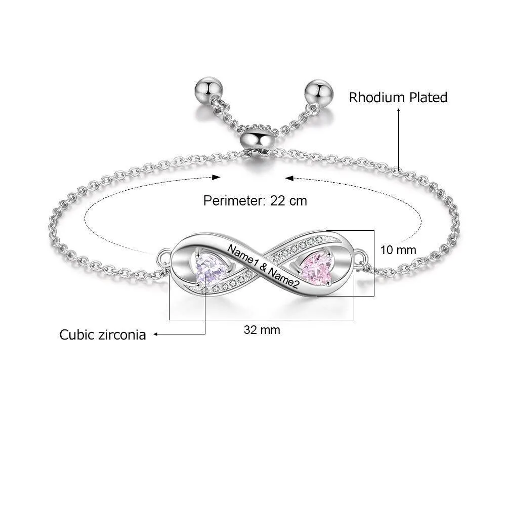 Adjustable Infinity Diamond Sterling Silver Bracelet